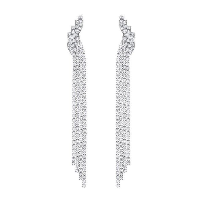 Orecchini a clip Fit, bianco, placcatura rutenio