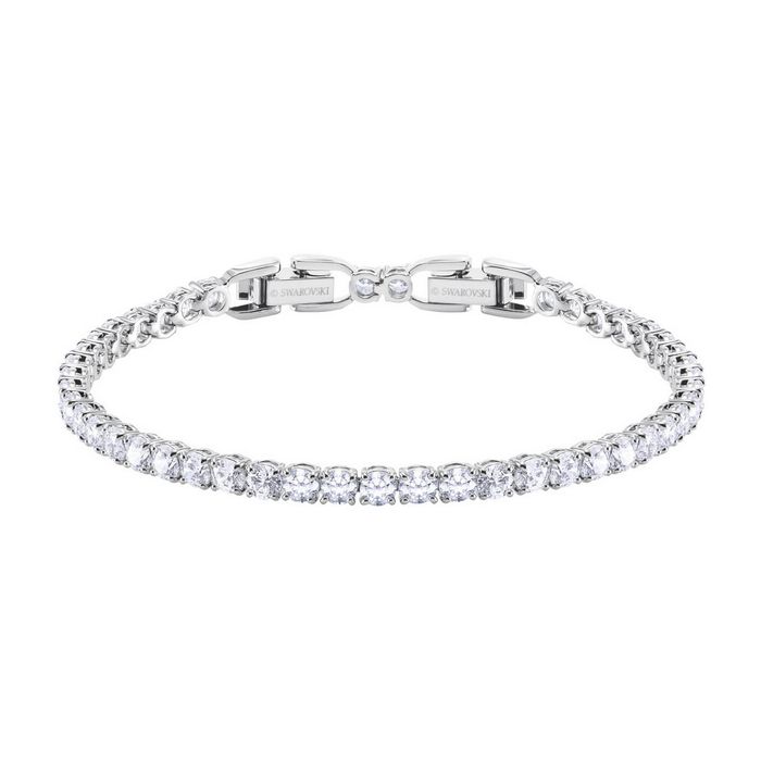Braccialetto Tennis Round Deluxe, bianco, placcatura rodio