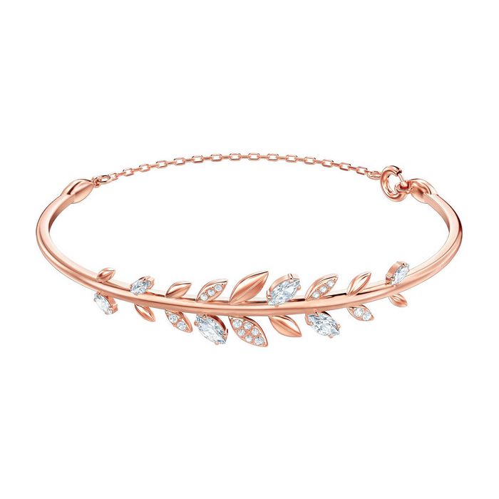 Bracciale rigido Mayfly, bianco, placcato oro rosa