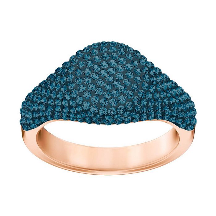 anello swarovski stone signet, azzurro, placcato oro rosa 5412046