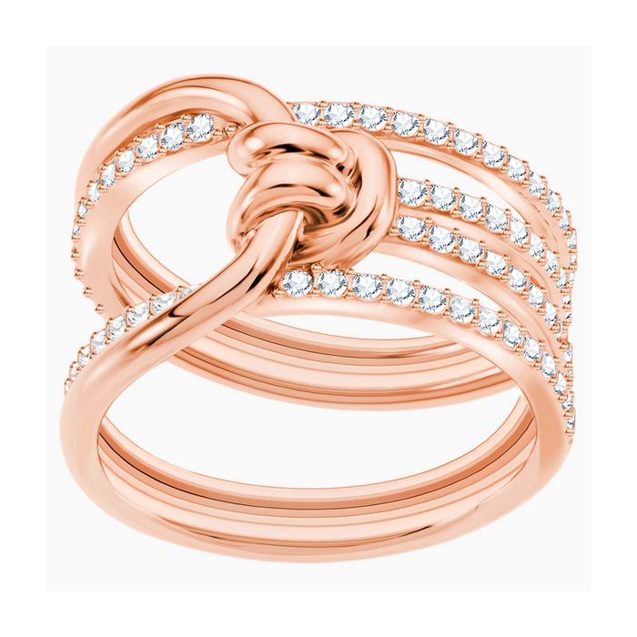 swarovski anello lifelong wide bianco placcato oro rosa 5412071