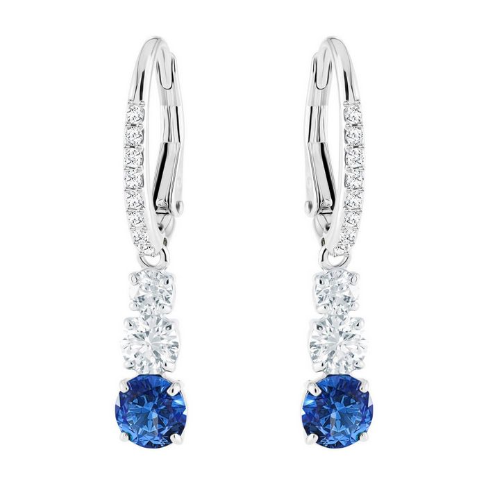 swarovski orecchini attract trilogy round azzurro placcatura rodio 5416154