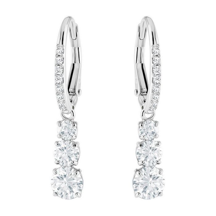 Orecchini Attract Trilogy Round, bianco, placcatura rodio