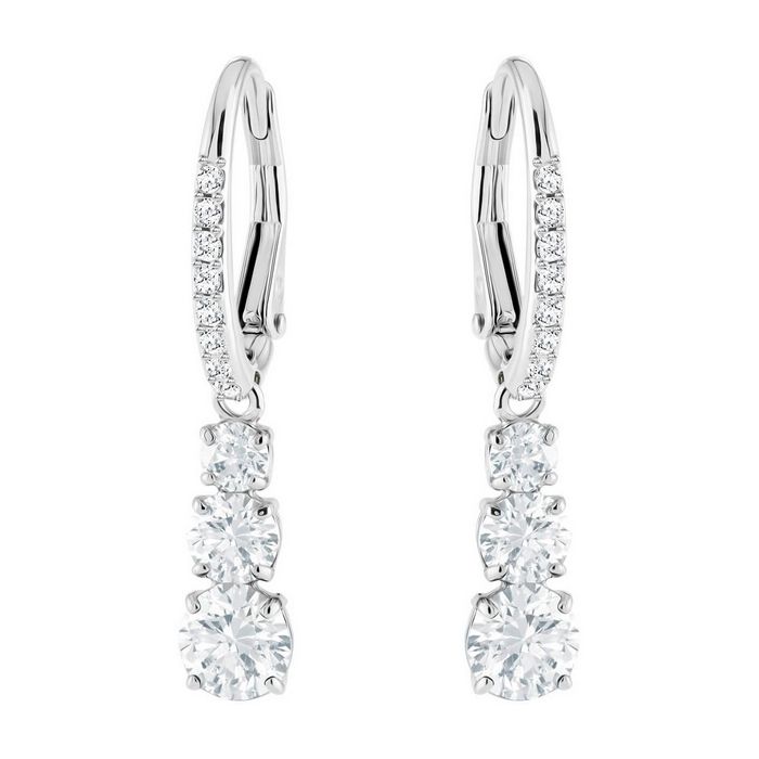 swarovski orecchini attract trilogy round bianco placcatura rodio 5416155