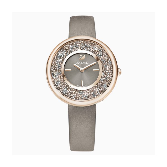Orologio Crystalline Pure, Cinturino in pelle, tonalità oro champagne