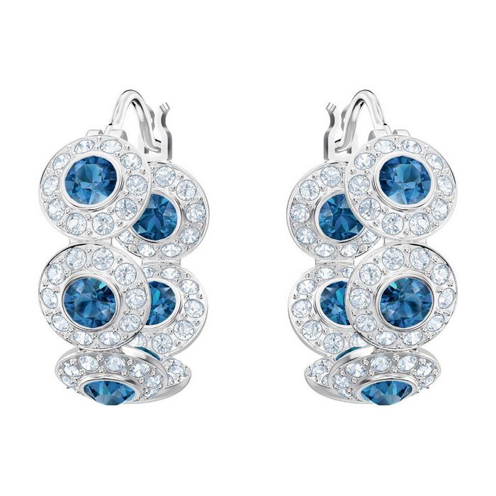 Orecchini a cerchio Angelic, azzurro, placcatura rodio