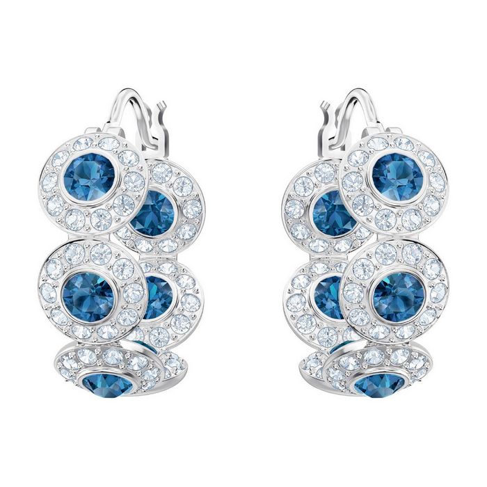 swarovski orecchini a cerchio angelic, azzurro, placcatura rodio 5418270