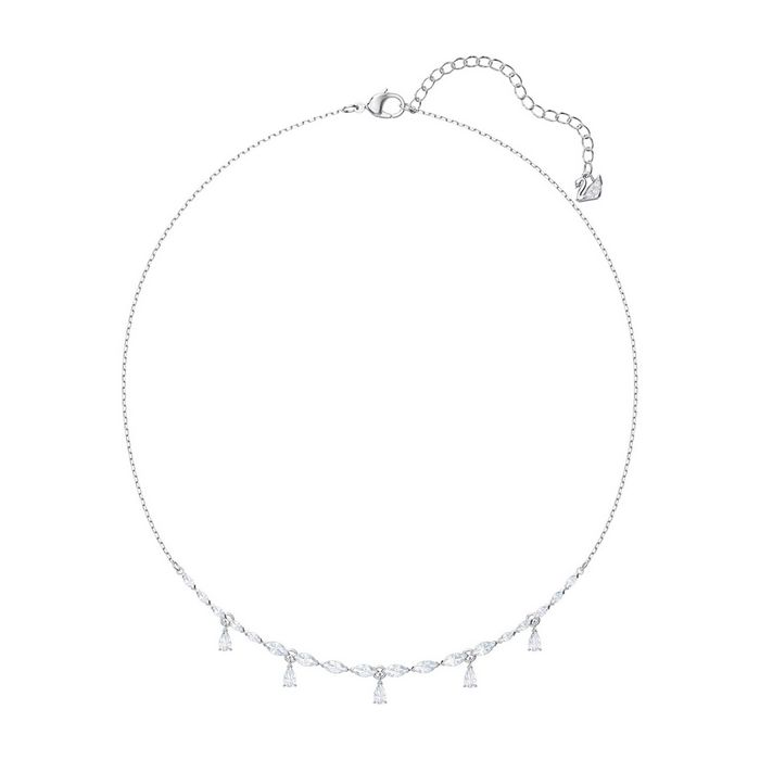 Collana Louison, piccola, bianco, placcatura rodio