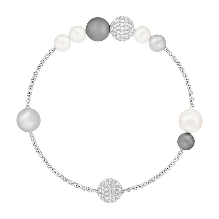 swarovski remix collection mixed crystal pearl strand, grigio, placcatura rodio 5421436