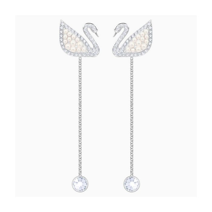 swarovski orecchini iconic swan bianco placcatura rodio 5429270