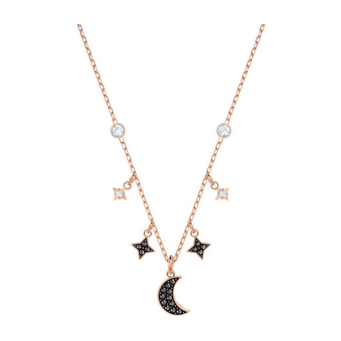 Collana Swarovski Symbolic Moon, nero, placcato oro rosa