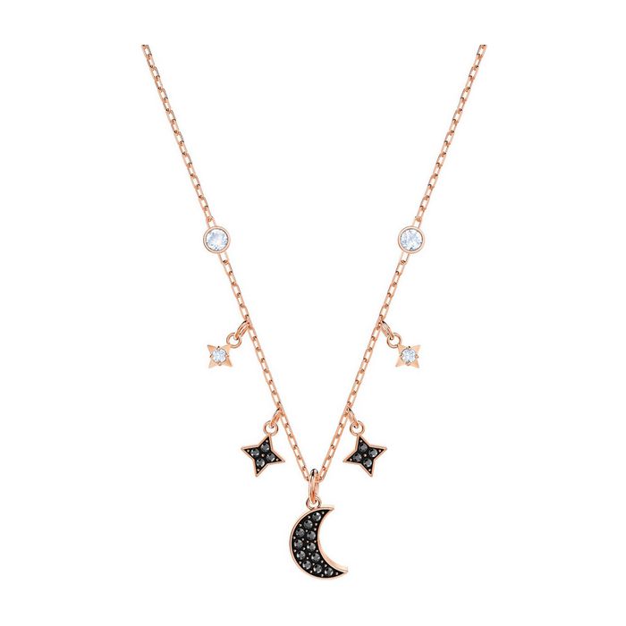 Collana Swarovski Symbolic Moon, nero, placcato oro rosa