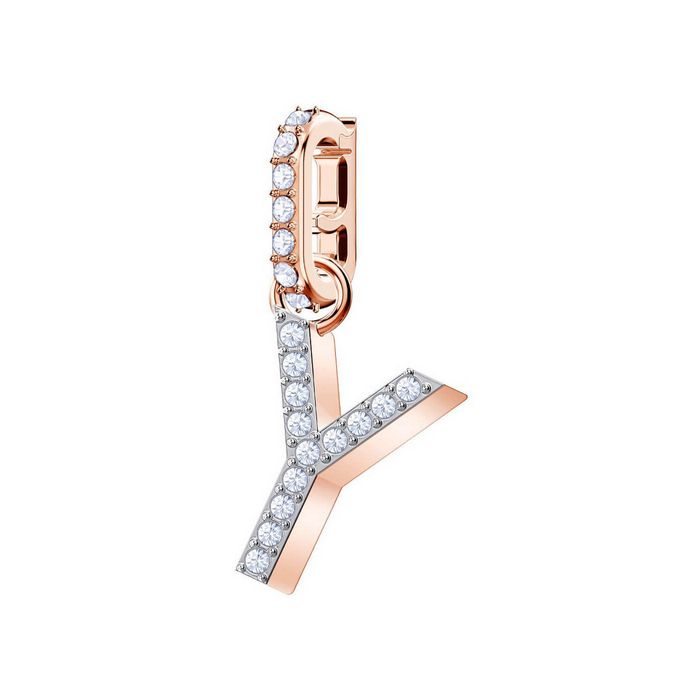 Swarovski Remix Collection Charm Y, bianco, placcato oro rosa