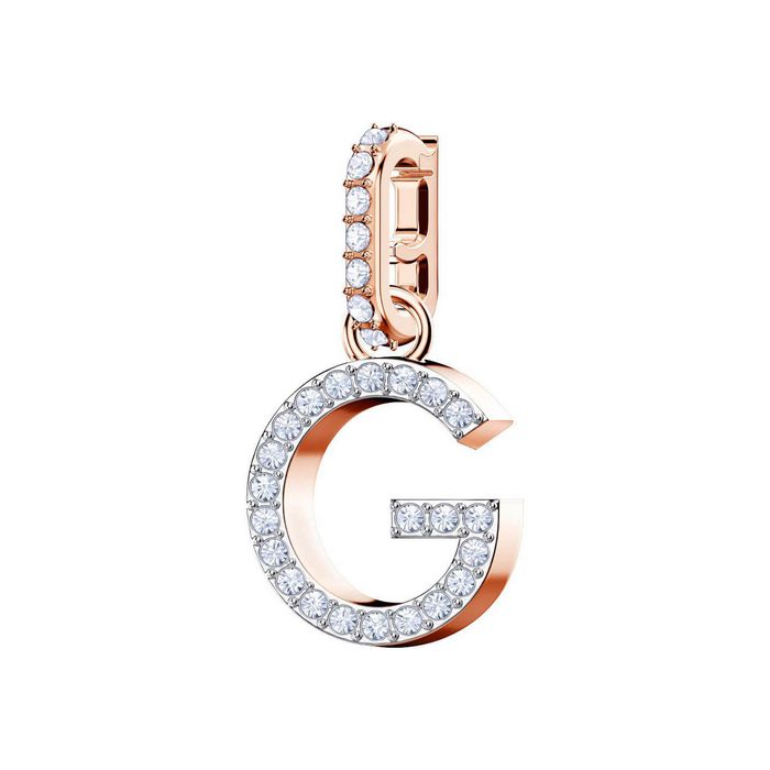 Swarovski Remix Collection Charm G, bianco, placcato oro rosa