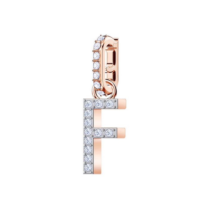 Swarovski Remix Collection Charm F, bianco, placcato oro rosa