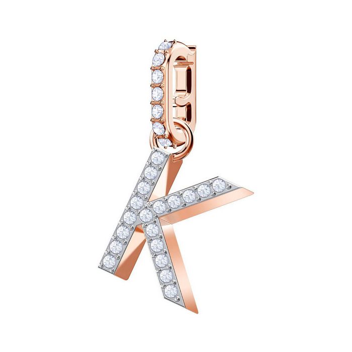 Swarovski Remix Collection Charm K, bianco, placcato oro rosa