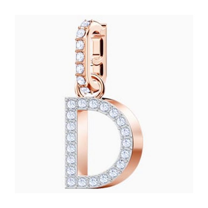 Swarovski Remix Collection Charm D, bianco, placcato oro rosa