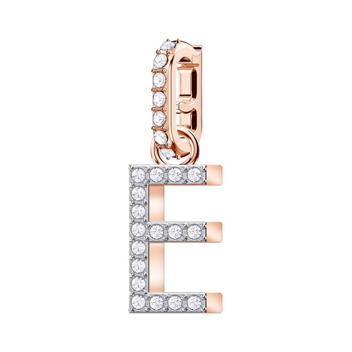 Swarovski Remix Collection Charm E, bianco, placcato oro rosa