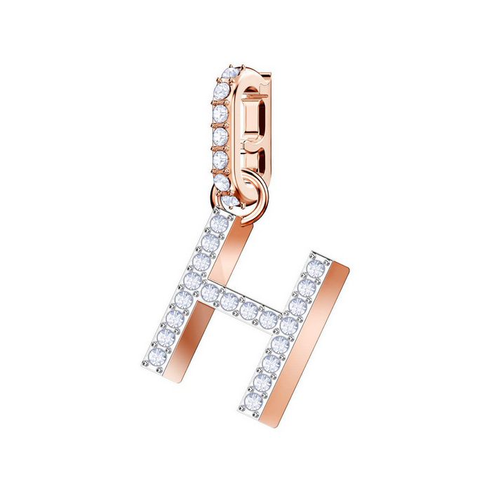 Swarovski Remix Collection Charm H, bianco, placcato oro rosa