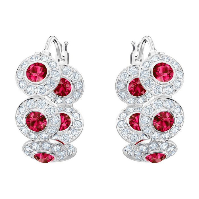 swarovski orecchini a cerchio angelic rosso placcatura rodio 5445998