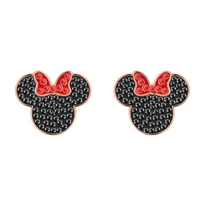 swarovski orecchini topolino & minnie, nero, placcato oro rosa 5446390