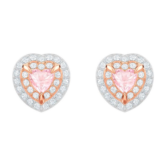 swarovski orecchini stud one multicolore placcato oro rosa 5446995