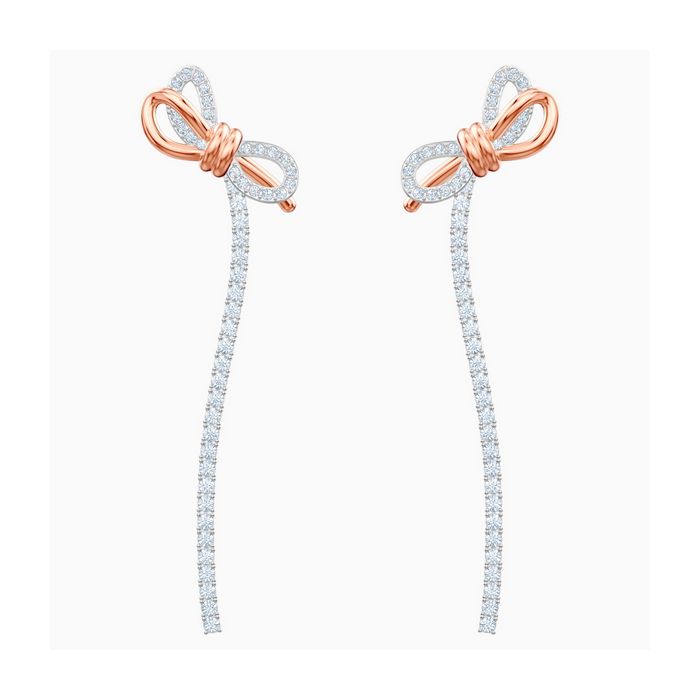 Orecchini Lifelong Bow, bianco, placcatura mista