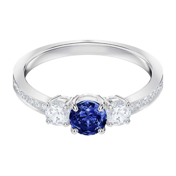 swarovski anello attract trilogy round azzurro placcatura rodio 5448850