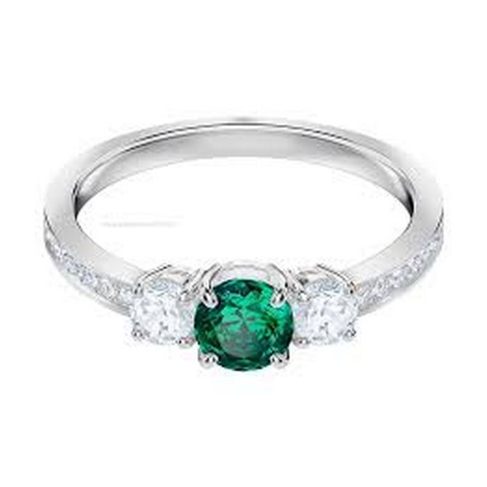 swarovski anello attract trilogy round verde placcatura rodio 5448893