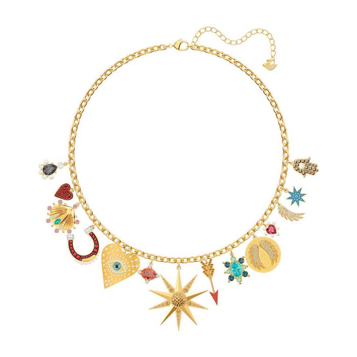 Swarovski Collana Lucky Goddess Charms, multicolore, placcatura oro