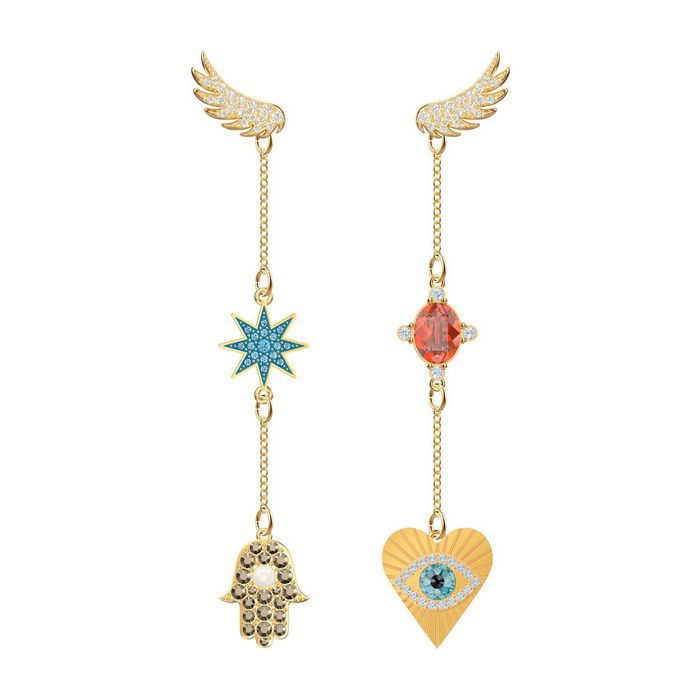 Orecchini Lucky Goddess, multicolore, placcatura oro