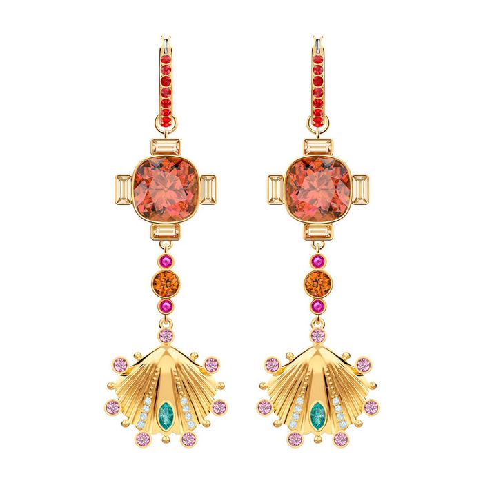 Orecchini Lucky Goddess Shell, multicolore, placcatura oro