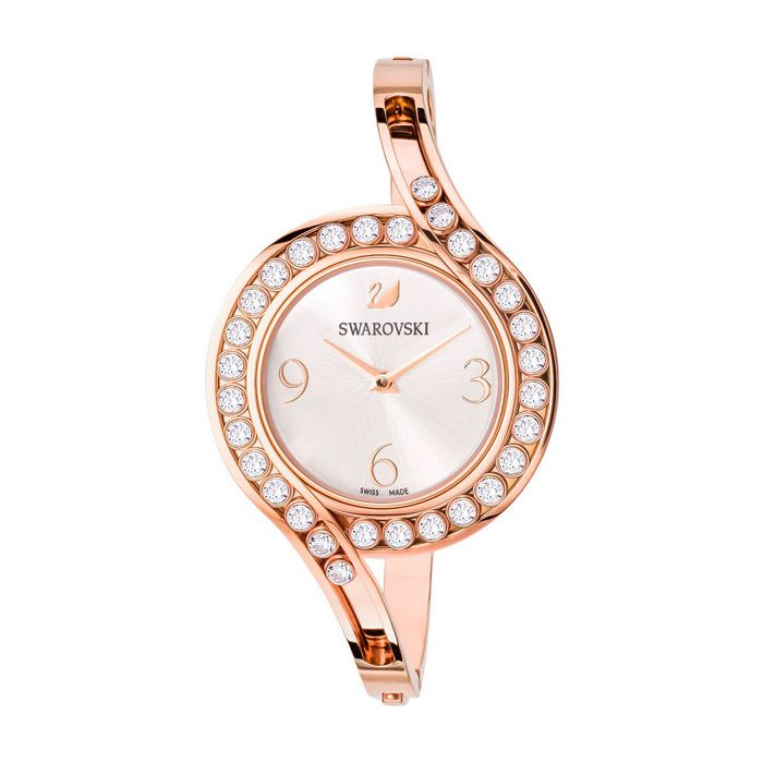 Swarovski Orologio Lovely Crystals Bangle, Bracciale di metallo, bianco, tono oro rosa