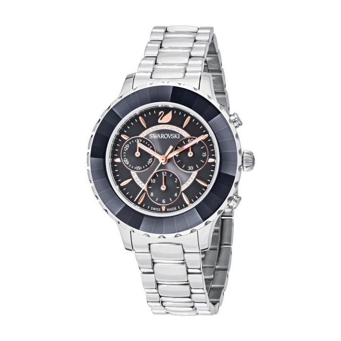 swarovski orologio octea lux chrono bracciale di metallo nero tono argentato 5452504