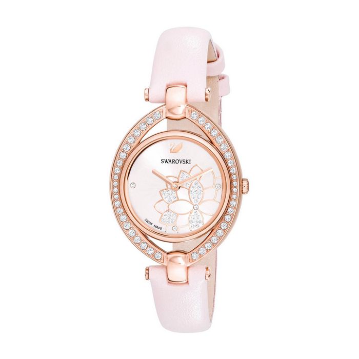 swarovski orologio stella cinturino in pelle rosa tono oro rosa 5452507