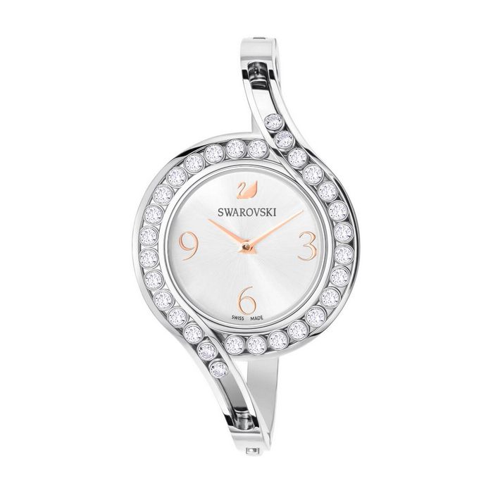 Swarovski Orologio Lovely Crystals Bangle, Bracciale di metallo, bianco, tono argentato