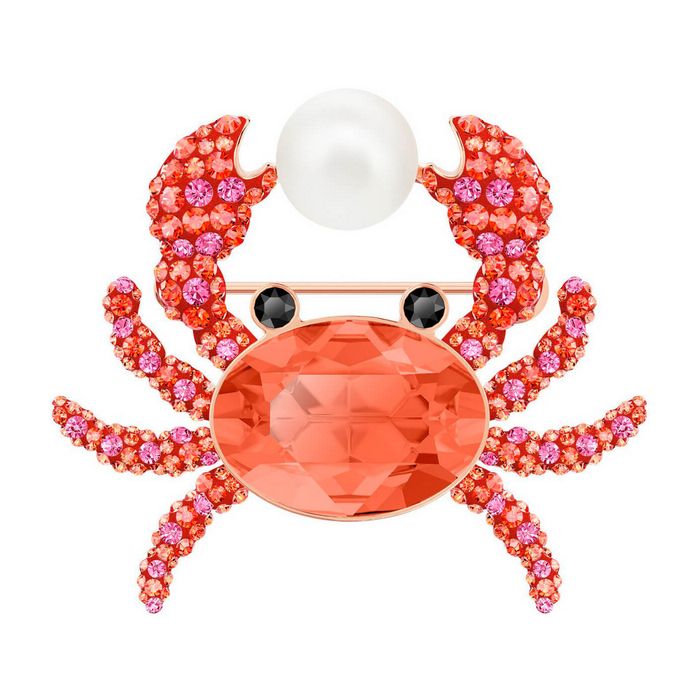 Spilla Ocean Crab, multicolore, placcato oro rosa