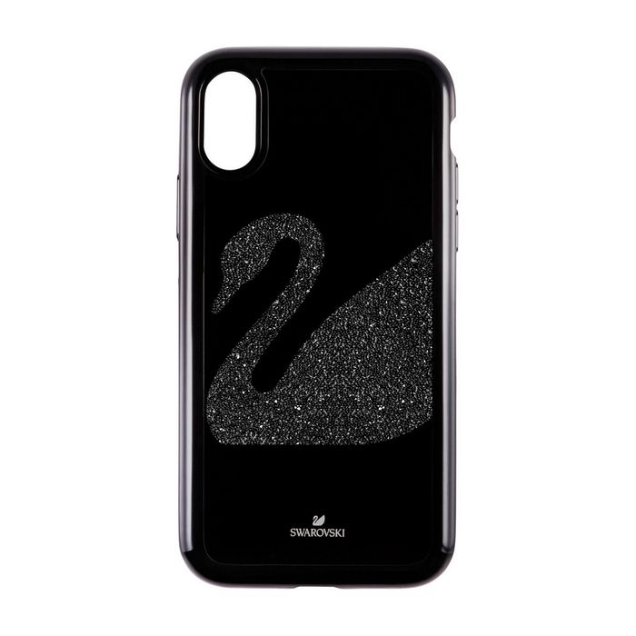 swarovski custodia per smartphone con bordi protettivi integrati swan fabric, iphone® x/xs, nero 5458420