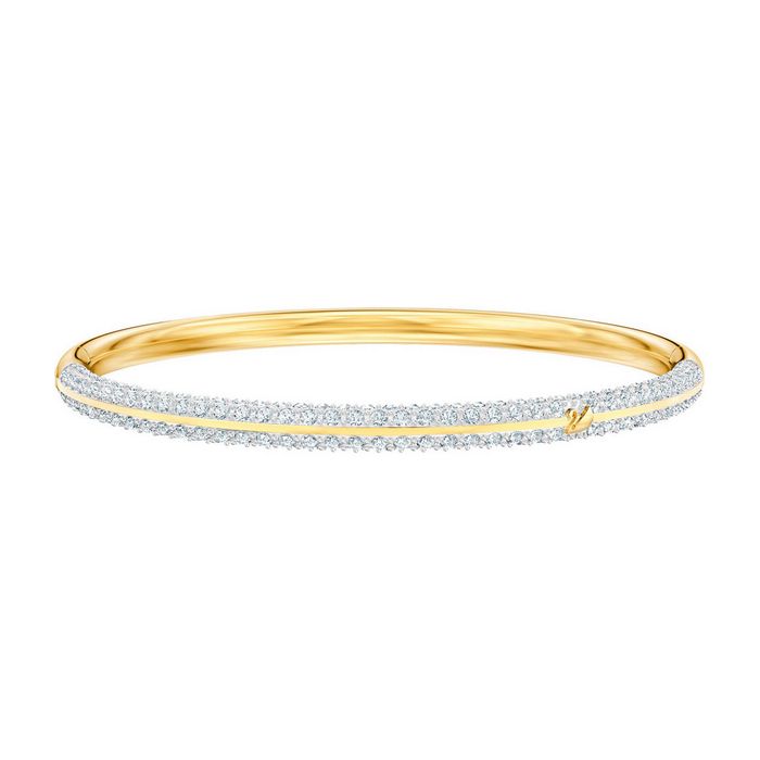 Swarovski Bracciale rigido Stone, bianco, placcatura oro