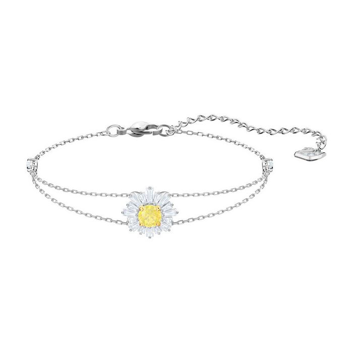 Braccialetto Sunshine, bianco, placcatura rodio