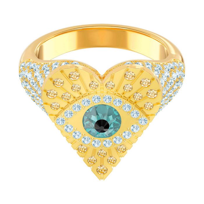 swarovski anello con motivo lucky goddess heart, multicolore, placcatura oro 5461778