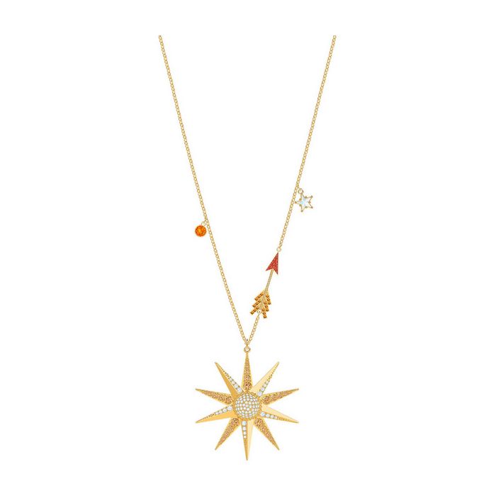 swarovski collana lucky goddess star, multicolore, placcatura oro 5461784