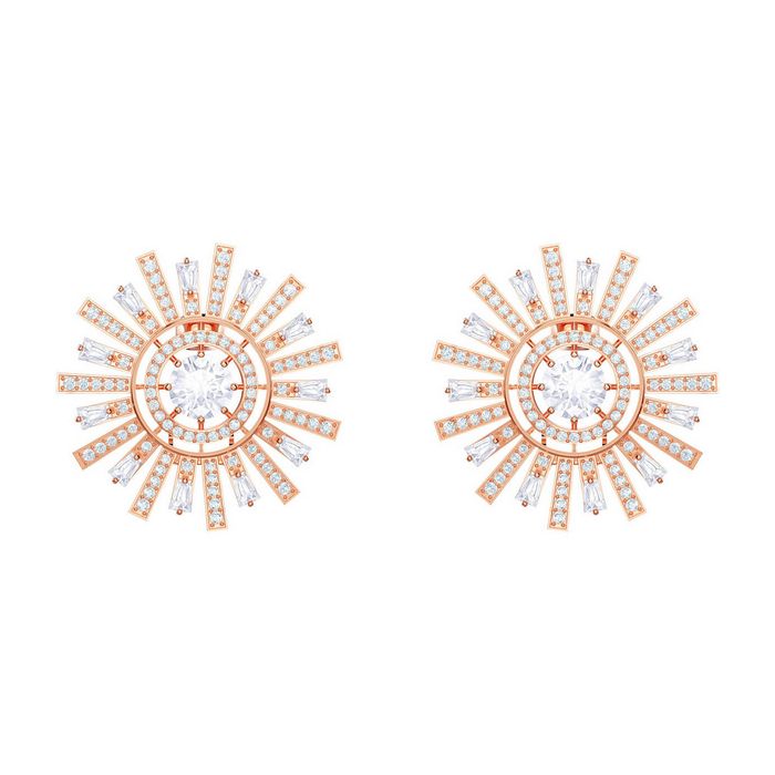 Orecchini a clip Sunshine, bianco, placcato oro rosa