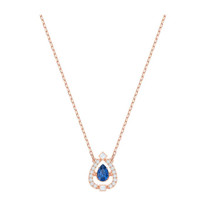 Collana Sparkling Dance Pear, azzurro, placcato oro rosa