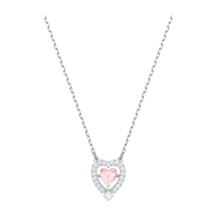 Collana Sparkling Dance Heart, rosa, placcatura rodio