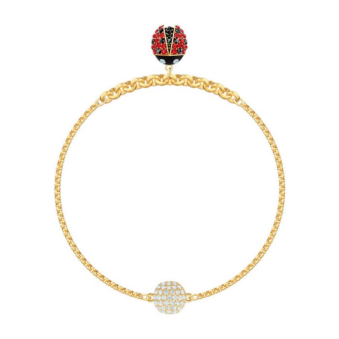 swarovski remix collection ladybug strand, multicolore, placcatura oro 5466832