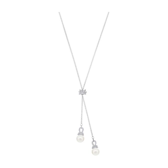 Collana a Y Originally, bianco, placcatura rodio