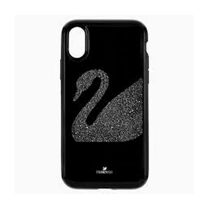 swarovski custodia per smartphone con bordi protettivi integrati swan fabric iphone® xr nero 5474747