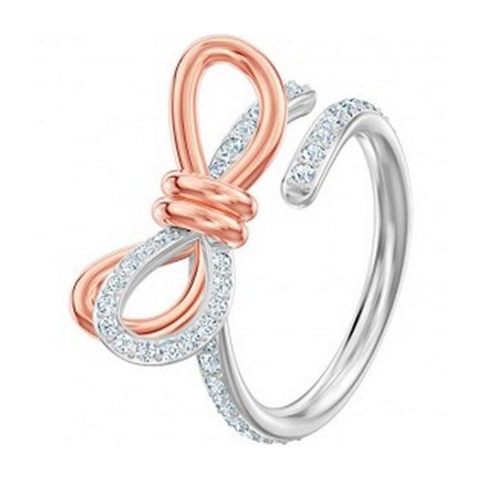 swarovski anello lifelong medium bow, bianco, placcatura mista 5474928