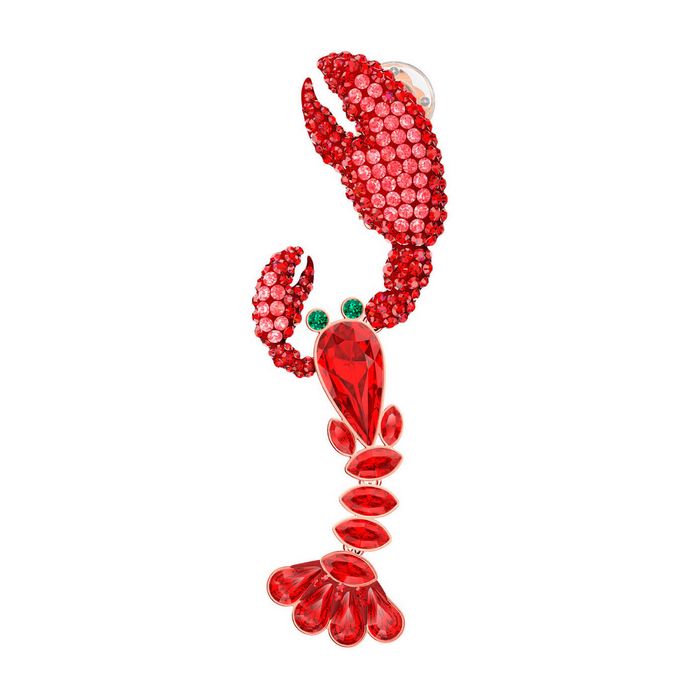 swarovski orecchino a clip singolo ocean lobster, multicolore, placcato oro rosa 5479158